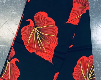Bold Floral Ankara Fabric with Red and Purple Highlights main image 1