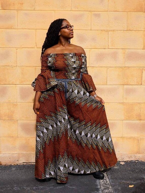 off shoulder kitenge jumpsuit