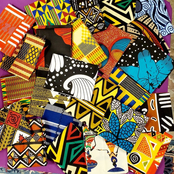 Quilting Fat Quarter Random Ankara African Print Fabric, 100% Cotton. Approx 18"×20".