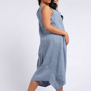 Tuduoms Women's Linen Tank Dress - Sleeveless Lounge Tunic Dress With Pockets, Orange, XX-Large - View #5