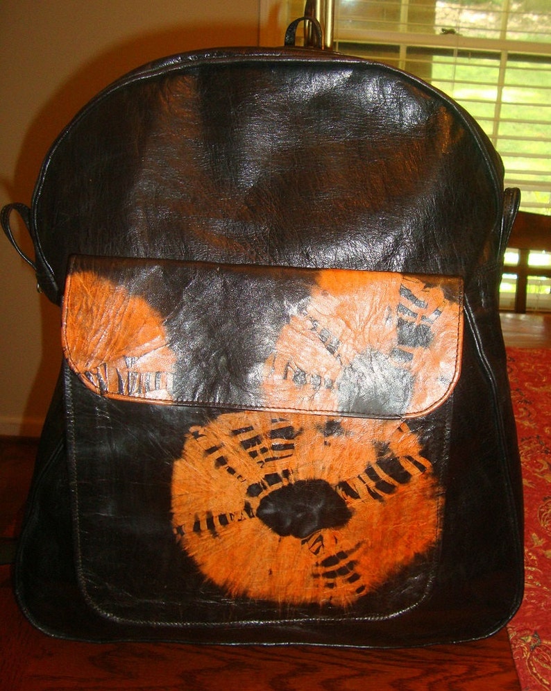 Tie Dye Leather Backpack Handmade Etsy