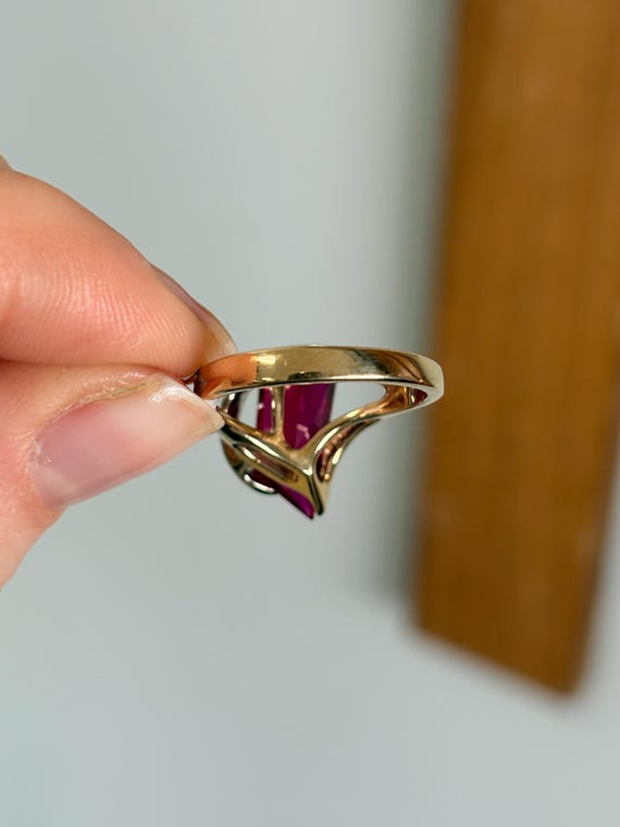 Estate Ruby 14k Gold Statement Ring - Trapezoid, … - image 5