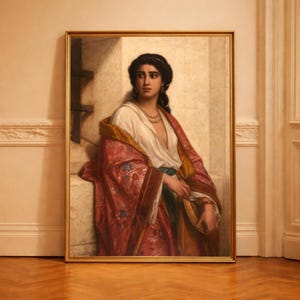 Oriental Woman Oil Painting, Historical European Female Portrait, Renaissance Figurative Print, Baroque Academic Wall Art, Digital Download