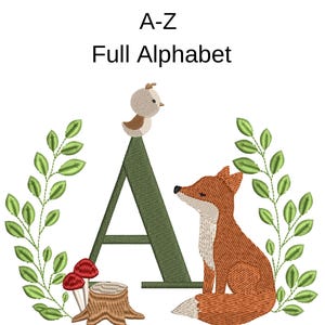 Alphabet brodé renard des bois – Lettres du monogramme de 4 po. (téléchargement instantané)