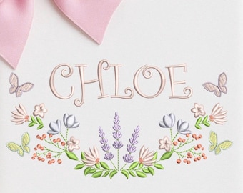Floral Baby Frame Embroidery Design, Wildflower Arch, Nursery Decor (Digital Download)