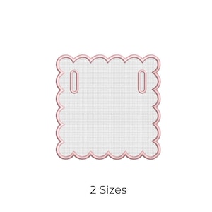 Applique Banner Base Embroidery Design, Scalloped Blank, Baby Birthday Decor (4x4 5x7)