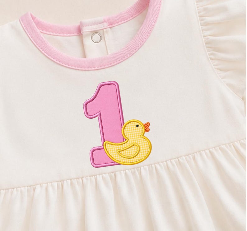 First Home Monogram Duck Number 1 Applique Embroidery Design | First Birthday Outfit ...