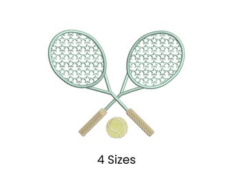 Tennis Rackets Embroidery Design: Star Pattern Sports File (4 Sizes) (Digital Download)