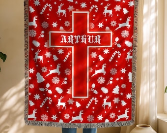 Personalized Christian Christmas Blanket: Cozy Fleece Sherpa Throw