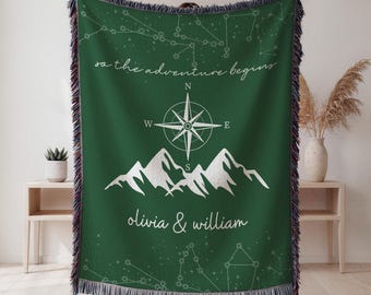 Personalized Camping Blanket, Adventure Couple Throw, Nature Lover Gift, Valentines Gift