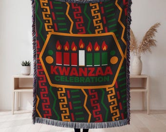 Kwanzaa Celebration Sherpa Blanket, African Tapestry, Home Decor