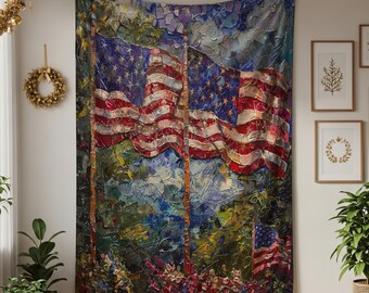 American Flag Blankets, Patriotic Gifts, Christmas Gifts, USA Flag Woven Blankets, Cozy Sherpa Home Decor, Christmas Home Bedding Gifts