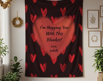 Personalized Valentine's Day Blanket, Custom Photo Fleece Throw, Romantic Home Decor