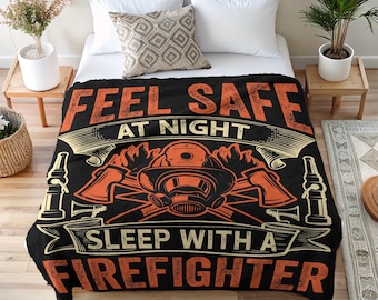 Firefighter Fleece Blanket, Cozy Sherpa Throw, Custom Photo Gift