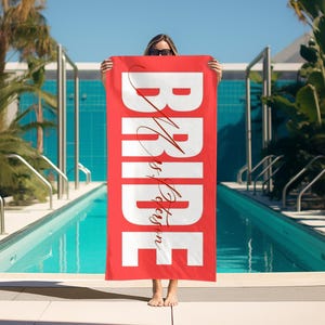 Personalized Mr. & Mrs. Beach Towel: Honeymoon Gift, Newlywed Present, Personalized Bride Beach Towel, Bachelorette Beach Towel, Newlywed
