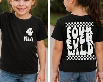 Four Ever Wild Birthday Shirt – Personalized 4th Birthday Sweatshirt, Custom Name Girl Birthday Hoodie, Birthday Gift for Girls
