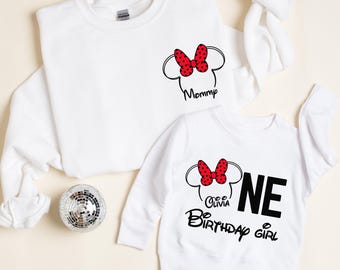 First Birthday Mickey Minnie Ears Shirt – Personalized 1st Birthday Shirts for Boys & Girls, Custom Name Family Matching Birthday Set