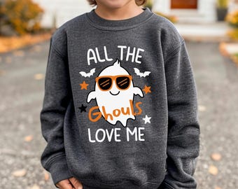All the Ghouls Love Me Toddler Sweatshirt – Baby Bodysuit & Kids Halloween T-Shirt, Cute Ghost Toddler Halloween Shirt, Kids Halloween Gift