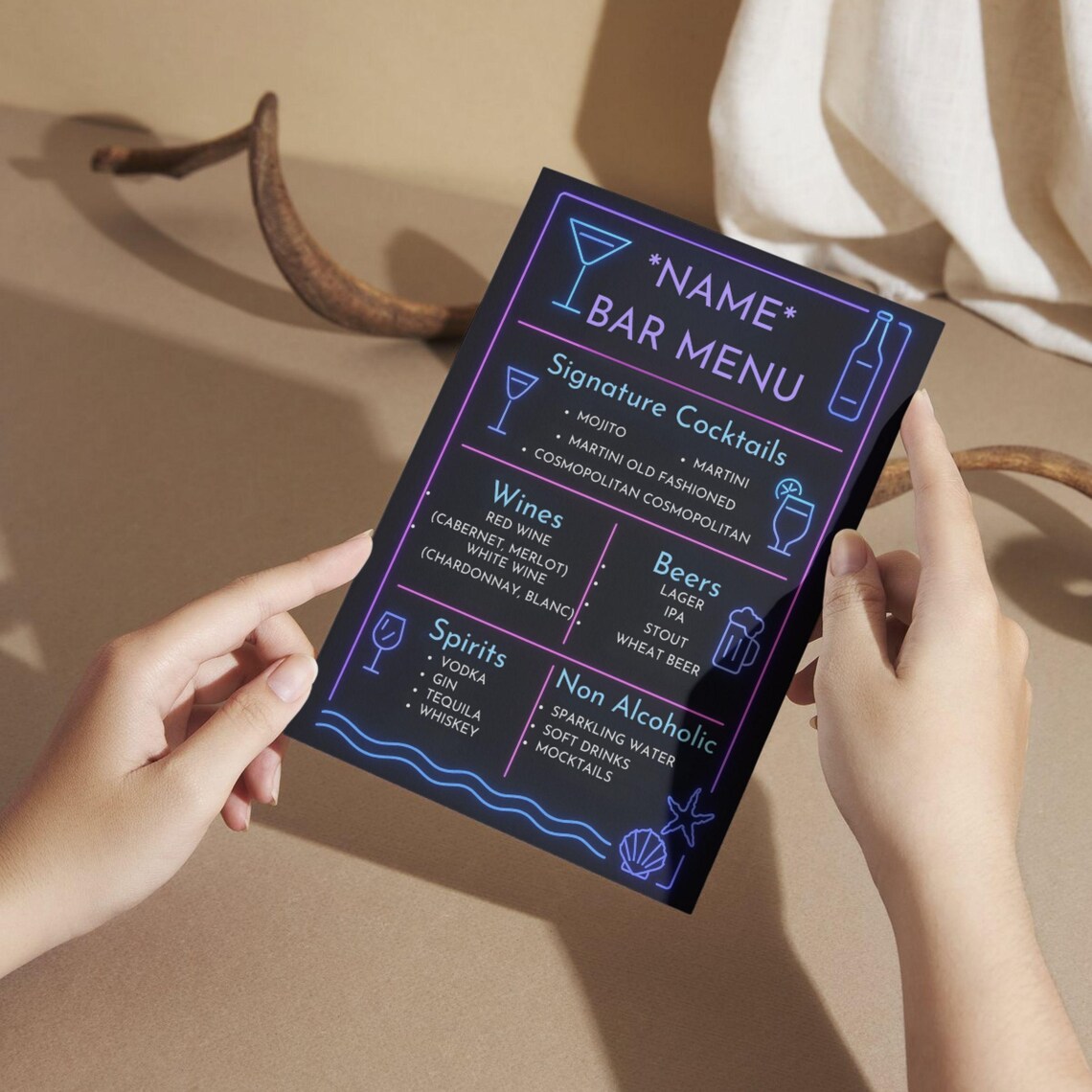Editable Bar Menu Template, Hand Drawn Signature Drink Bar Menu ...