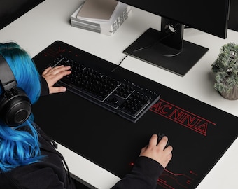 AC Ninja Gaming Desk Pad | Stranger Things Inspired | Black & Red | 36” x 18” Extended Desk Setup | AC Ninja Co.