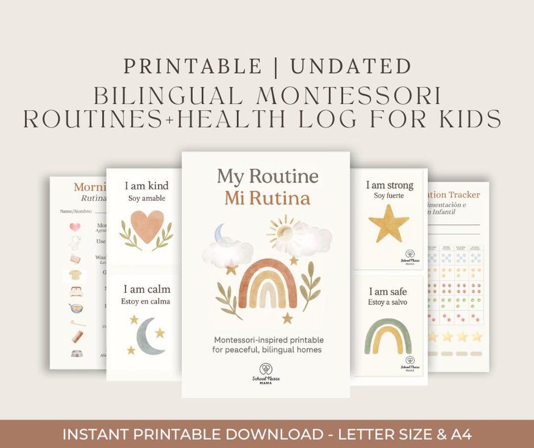 Montessori Daily Routine Chart Printable: Bilingual Kids Schedule ...