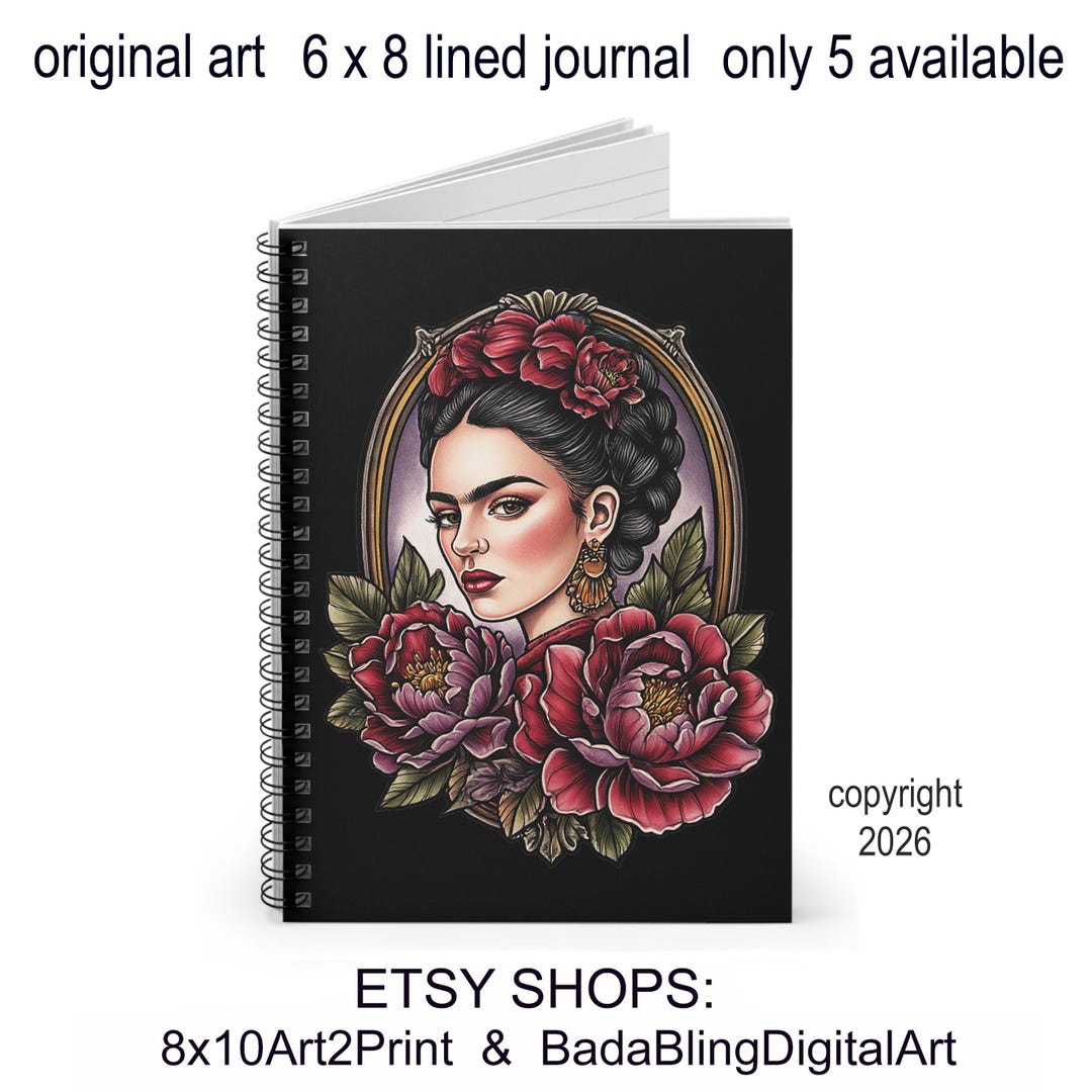 Frida Kahlo Spiral Notebook Original Art 6 X 8 Lined Journals ...