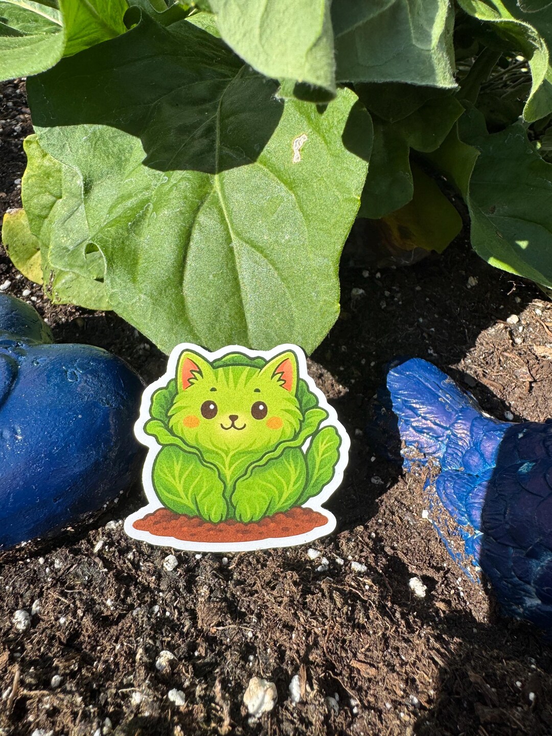 Cabbage Cat Vinyl Sticker: Whimsical Green Kitty Decal - Etsy