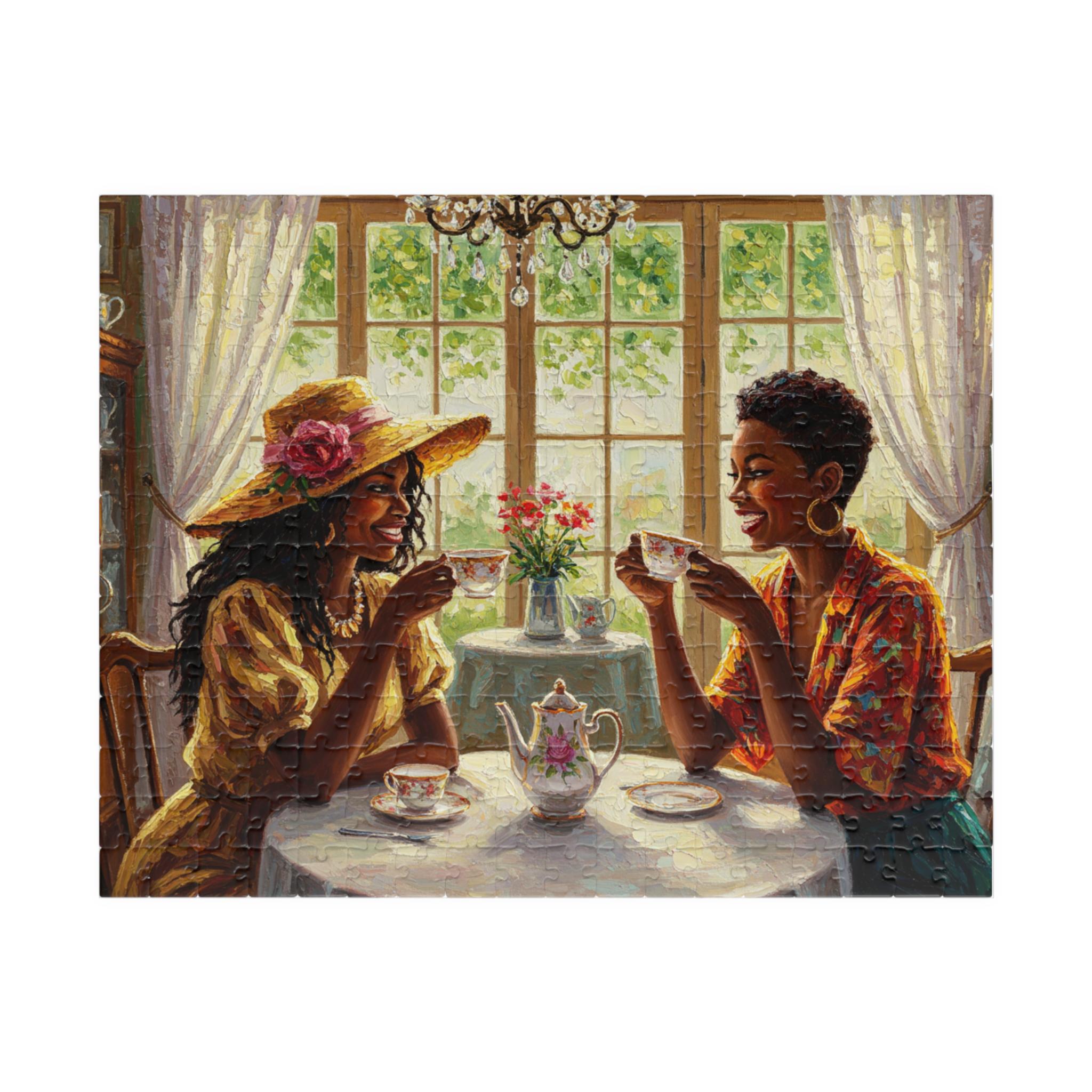 Black Friends Tea Time Jigsaw Puzzle, Black Art Puzzle, African