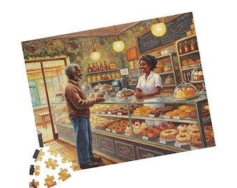 African American Bakery Jigsaw Puzzle: Black Art Kitchen Scene