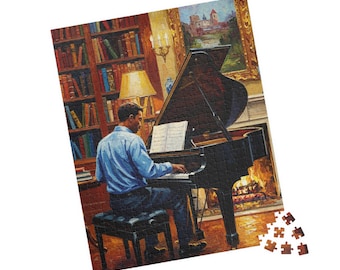 Cozy Evening Black Pianist Puzzle: Black Art Jigsaw Puzzle, African American
