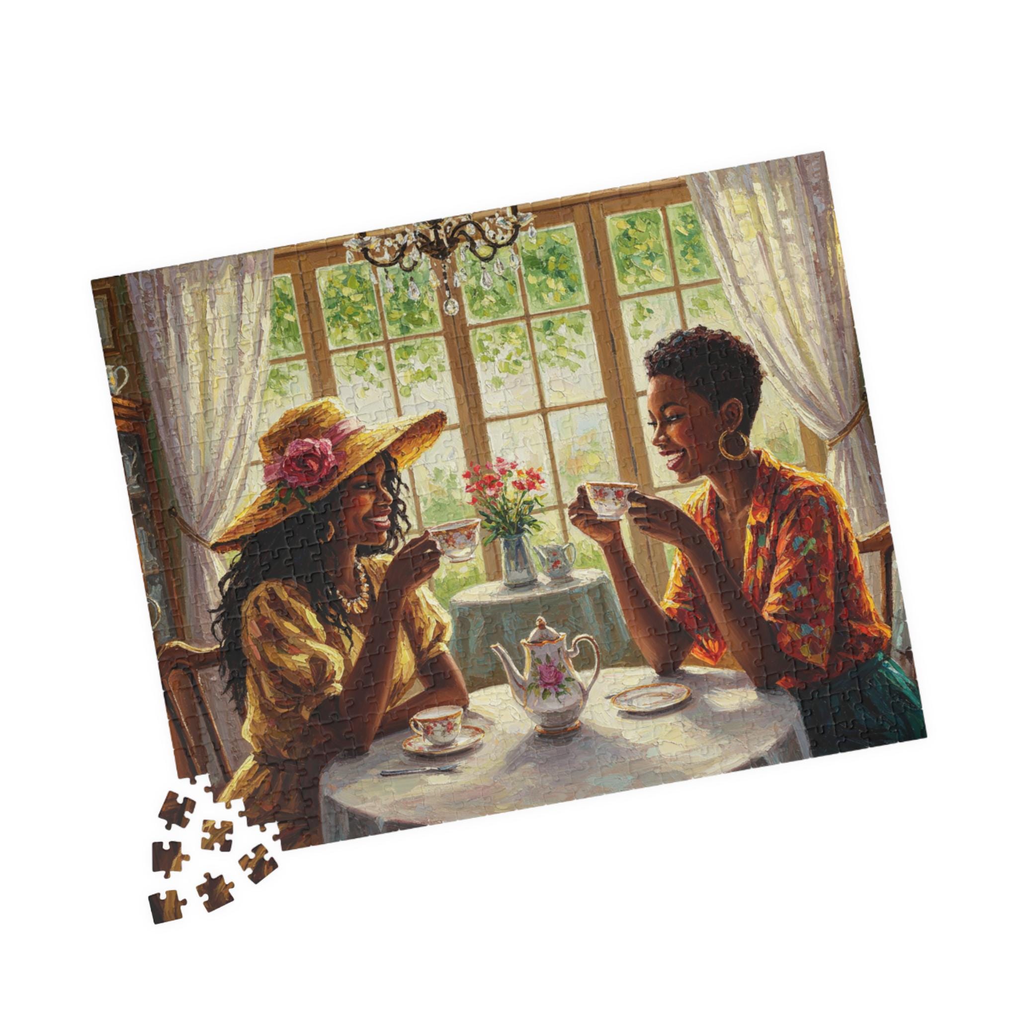 Black Friends Tea Time Jigsaw Puzzle, Black Art Puzzle, African