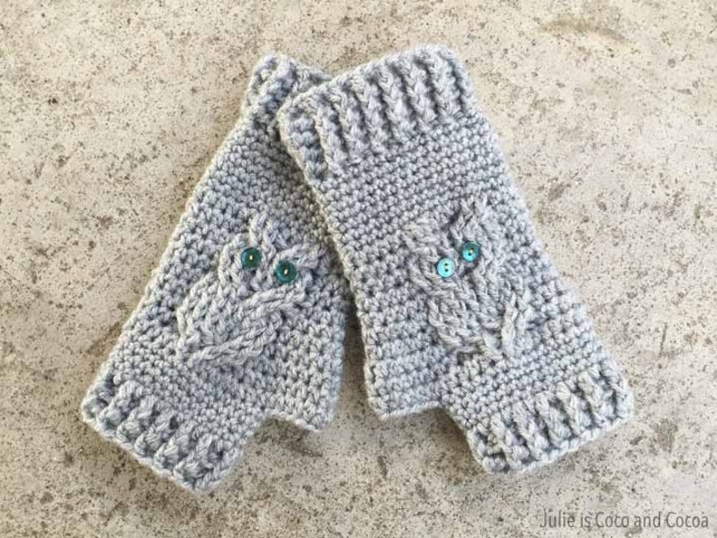 Owl Gloves Crochet Pattern image 5