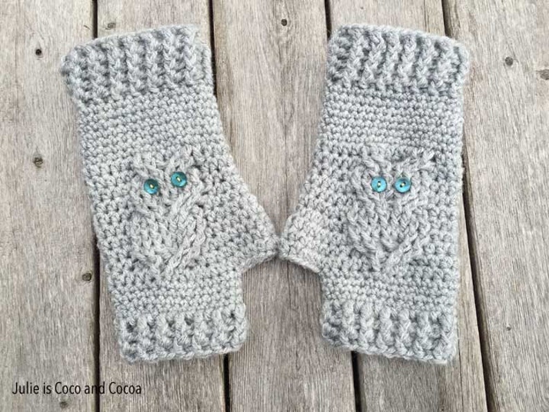 Owl Gloves Crochet Pattern image 2