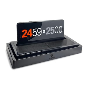 Tempest Classic – Hybride schaakklok (zwart/veganistisch leer) | Dock + app | Gebruikt je telefoon