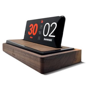 Tempest Deluxe Chess Clock – Walnut Phone Dock + App, Large Digital Display, Game Timer for iPhone & Android
