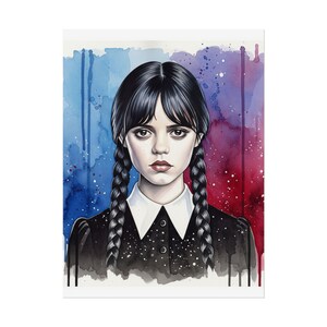 Wednesday Addams Art Print, Gothic Wall Decor, Unique Home Art, Quirky Gift Idea, Halloween Decor, Rolled Posters
