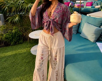Boho Paisley Kimono Cardigan for Women, Lightweight Beach Cover Up, Pink Printed Resort Wrap, Festival Layering Jacket Top