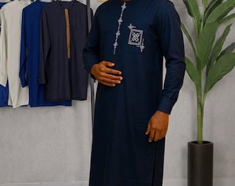 Men African Senator-Style | 2-Piece Kaftan Outfit with Embroidery | Traditional Nigerian Attire | Wedding | Groomsmen