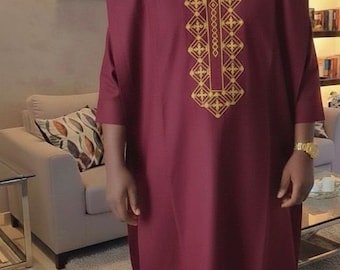 Men’s Agbada-Style Kaftan Set – African Traditional Wear | Embroidered Senator Suit | Two-Piece Outfit