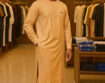 Men's Senator Suit, African Kaftan for Men, Nigerian Traditional Wedding Attire, 2-Piece Agbada Style Outfit, Custom Tailored Clothing