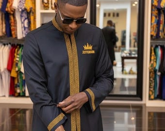 African Men’s Two-Piece Kaftan Suit | Cashmere Traditional Wear | Nigerian Wedding Outfit | Groom Attire | African Clothing for Men