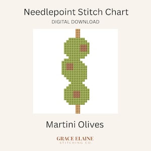 Martini Oliven Nadelstichmuster, Bar Warenkorb Dekor Anhänger, sofortiger Download