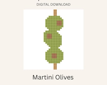 Martini Olives Needlepoint Chart - Bar Cart Decor Charm - Instant Download Digital Pattern