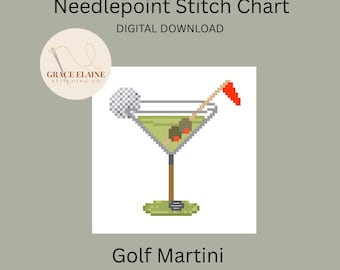 Golf Martini Needlepoint Chart: Fun DIY Project (PDF Digital Download