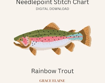 Rainbow Trout Cross Stitch Pattern: Fish Needlepoint Chart (Digital Download)