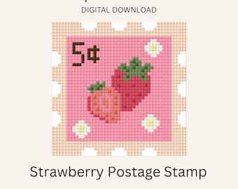 Mini Strawberry Needlepoint Chart: Bag Charm Pattern (Digital Download, PDF