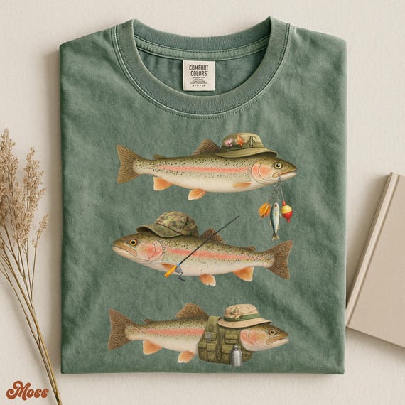 Funny Fishermen Trout Shirt, Comfort Colors® Fisherman Costume Trout Tee, Rainbow Trout Shirt, Gift For Fishing Lover, Outdoor Apparel
