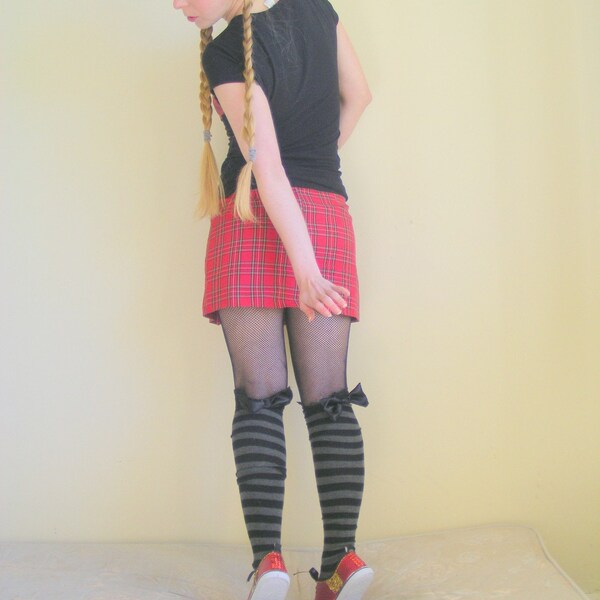 Black and grey striped knee high socks