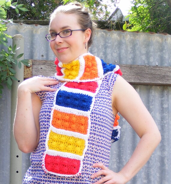 Lego block crochet scarf