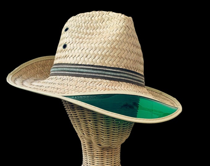 Straw Fedora Sun Hat With Visor Etsy